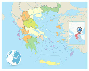 Fototapeta na wymiar Greece Political Map. No text