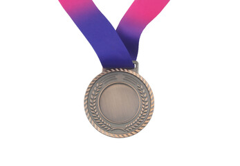 Bronze medal with ribbon isolated 
