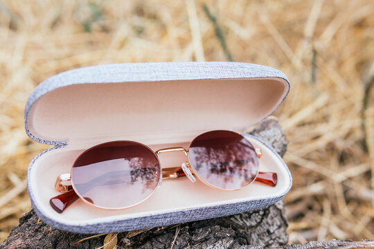 Close up of a case that holds some sunglasses