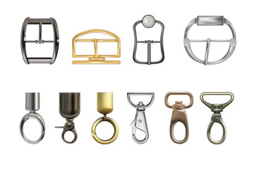 A set of various bag accessories. 3d vector illustration