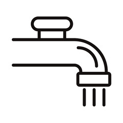 シンプルな蛇口の白黒細線アイコン/白背景
