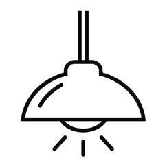 Obraz premium シンプルなペンダントライトの白黒細線アイコン/白背景