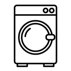 シンプルな洗濯機の白黒細線アイコン/白背景