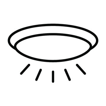 recommend clip art: シンプルなシーリングライトの白黒細線アイコン/白背景