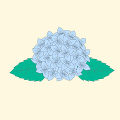 Blue hydrangea flower flat design vector