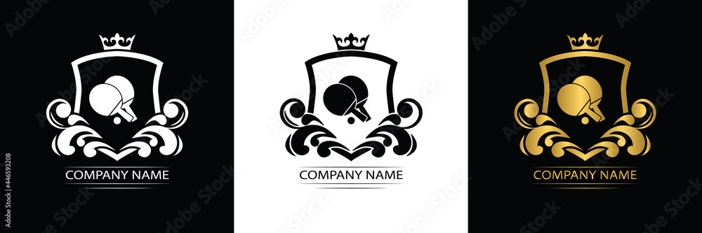 Wall mural tennis logo ping pong template luxury royal vector company decorative emblem with crown