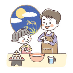 お月見　親子でお団子作り6
