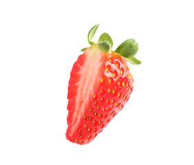 Half of fresh strawberry isolated on white