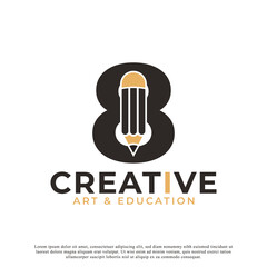 Initial Number 8 with Pencil Logo Design Icon Template Element