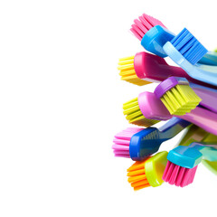 Toothbrushes Group Isolated Over White Background