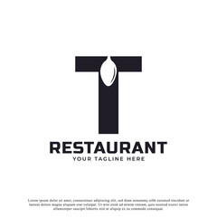 Restaurant Logo. Initial Letter T with Spoon Fork for Restaurant Logo Icon Design Template