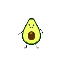 Avocado with cute face. Illustration with funny and healthy food cartoon. Isolated