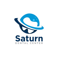 saturn dental center, Negative space  tooth and planet vector © Budi