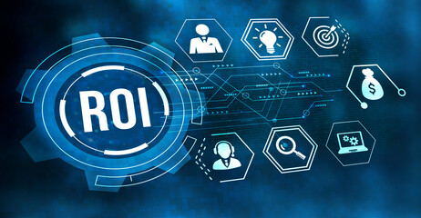 Internet, business, Technology and network concept. ROI Return on investment financial growth concept