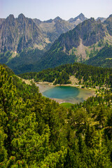 Idyllic natural mountainous landscape with a lake in north Spain.