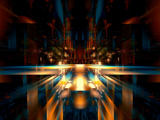 Space station or future city street - abstract 3d illustration