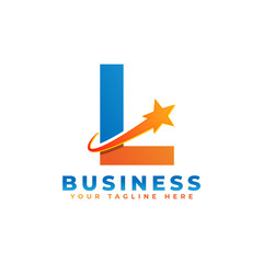 Letter L with Star Swoosh Logo Design. Suitable for Start up, Logistic, Business Logo Template