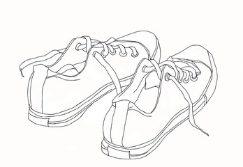 Sneakers pair graphics isolated on white background illustration for all prints.