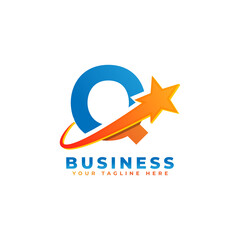 Letter Q with Star Swoosh Logo Design. Suitable for Start up, Logistic, Business Logo Template