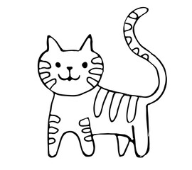 cats drawn with a black outline, isolated on a white background. kittens in the doodle style