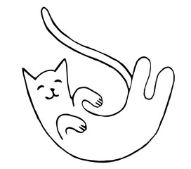 cats drawn with a black outline, isolated on a white background. kittens in the doodle style