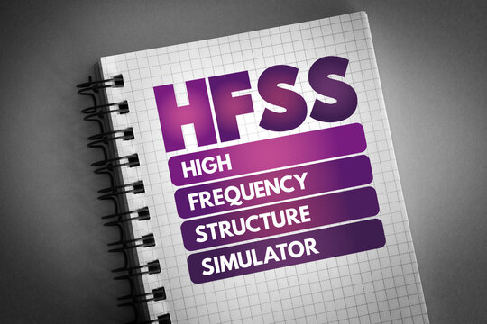 HFSS - High Frequency Structure Simulator acronym on notepad, technology concept background
