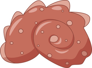 swirling cartoon seashell with spots and scallop