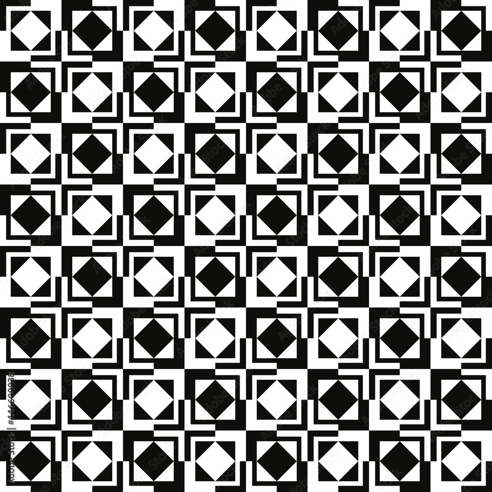 Poster Checkered board and rhombs inside. Vector seamless abstract and geometric chessboard.