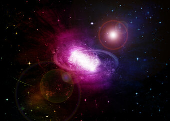 Naklejka premium galaxy in a free space. 3D rendering