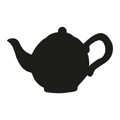 Black teapot on a white background. Vector silhouette image