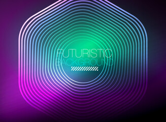 Neon color square shape lines abstract background. Shiny magic energy and motion concept, vector abstract wallpaper background