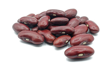Close up of red kidney beans raw, Organic grains food, Isolated on white background