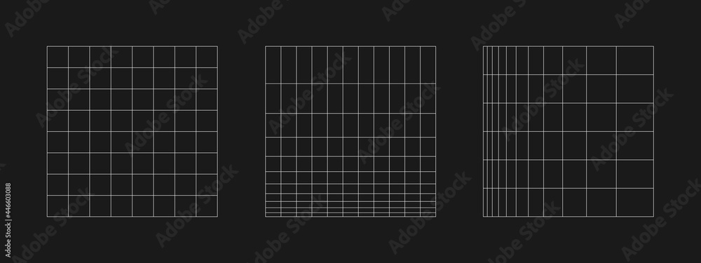 Poster set of retrofuturistic grid. digital cyber retro design elements. collection of grids in cyberpunk 8