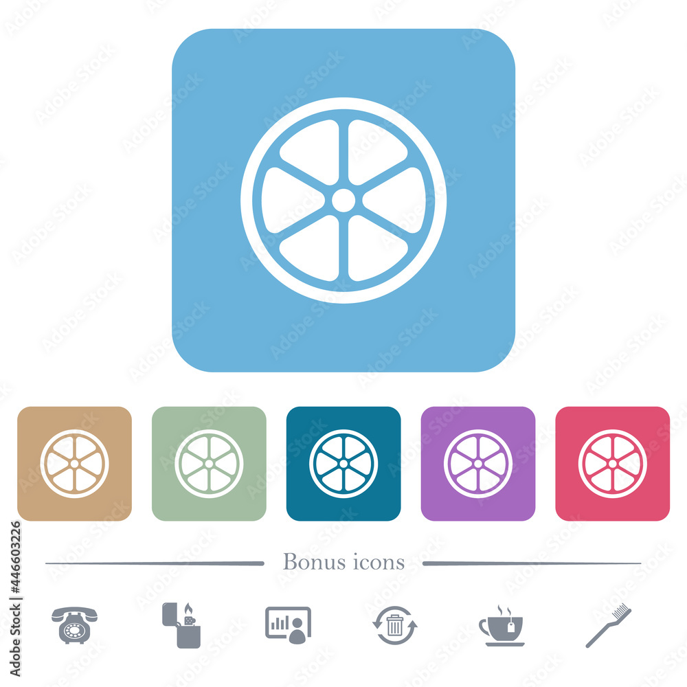 Aufkleber lemon slice solid flat icons on color rounded square backgrounds