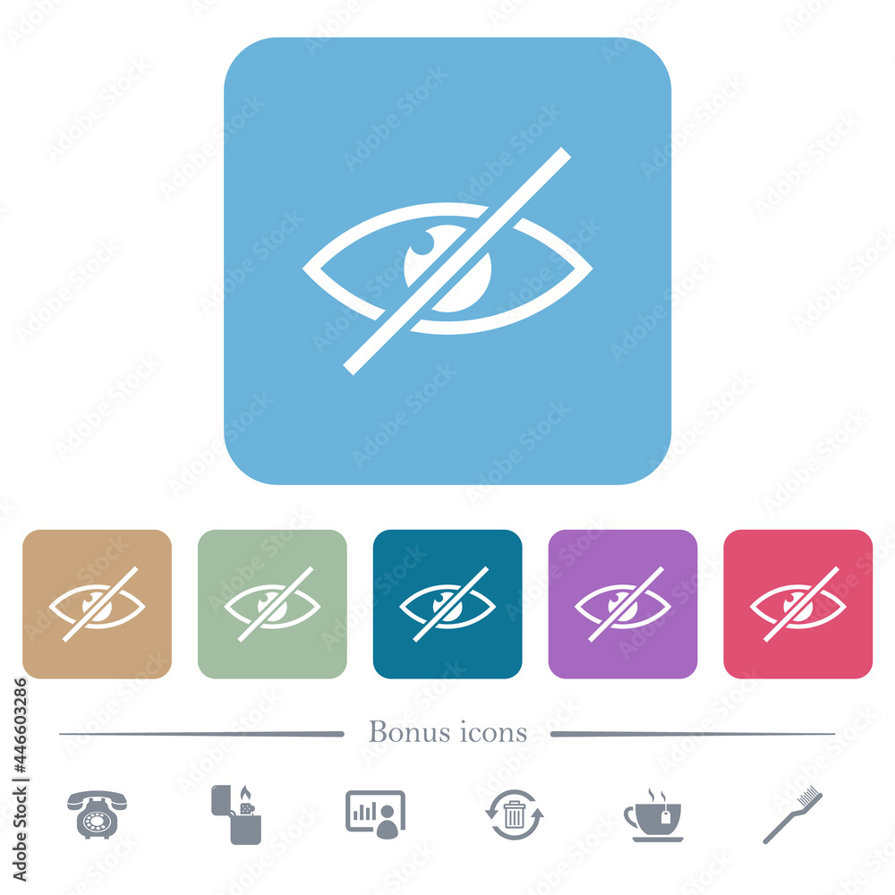 Poster visually impaired flat icons on color rounded square backgrounds