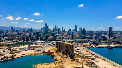 Naklejka premium Beirut Port Massive August 4 Explosion site