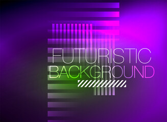 Bright neon color techno abstract background, shiny glowing neon lines in the dark background