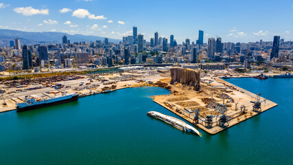Naklejka premium Beirut Port Massive August 4 Explosion site