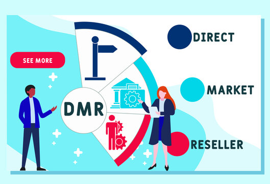 Vector website design template . DMR - Direct Market Reseller acronym. business concept. illustration for website banner, marketing materials, business presentation, online advertising.