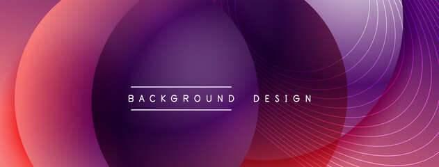 Gradient circles with shadows. Vector techno abstract background. Modern overlapping forms wallpaper background, design template