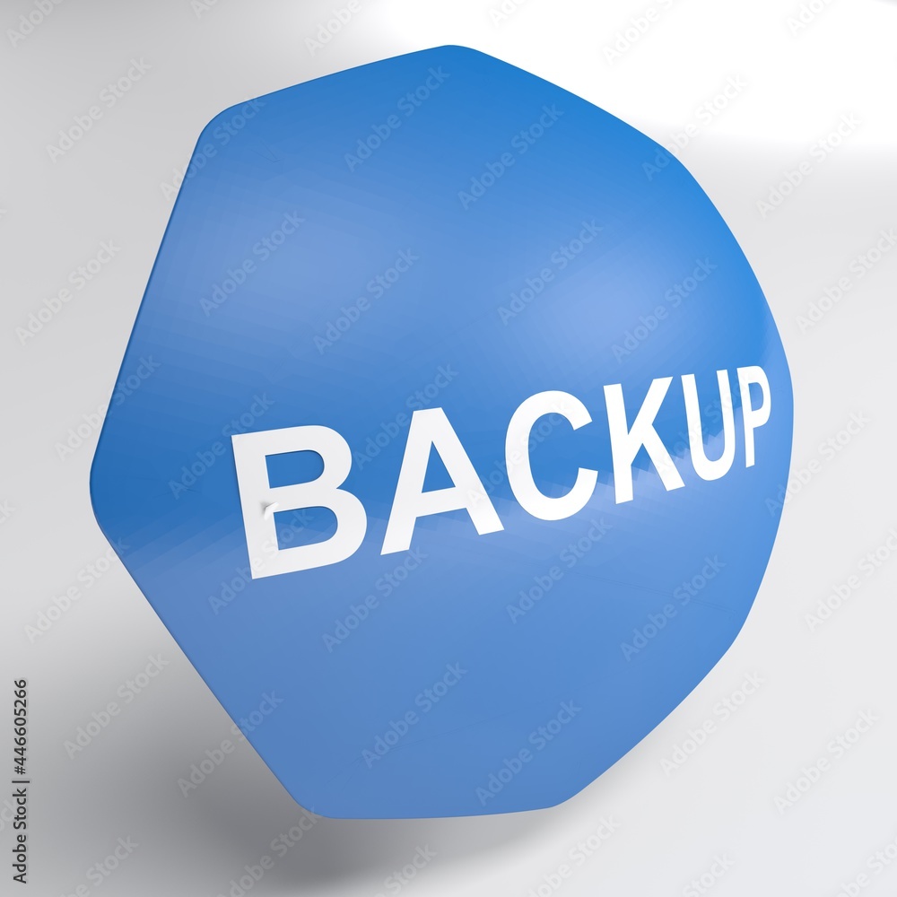 Aufkleber backup blue hexagonal icon isolated on white background - 3d rendering illustration