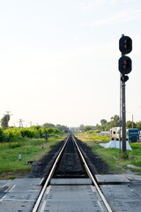 railway in the countryside during the day with a clear sky