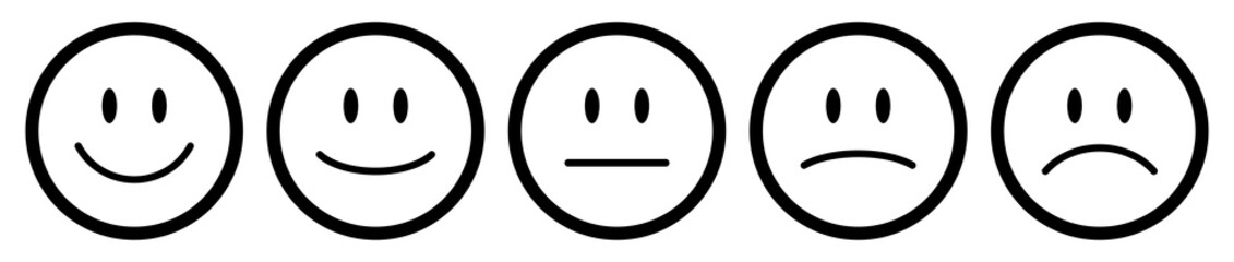 Fünf Gesichter Feedback/Stimmung Kontur Schwarz