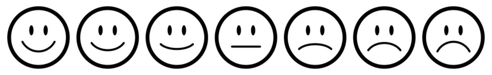 Sieben Gesichter Feedback/Stimmung Kontur Schwarz