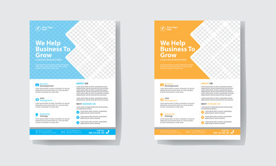 Flyer Template with blue & yellow color