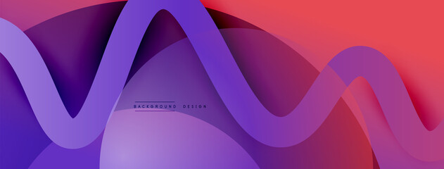 Abstract gradient background with wave line with shadow effect. Geometric composition. 3D shadow effects and fluid gradients