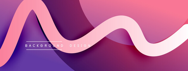 Abstract gradient background with wave line with shadow effect. Geometric composition. 3D shadow effects and fluid gradients