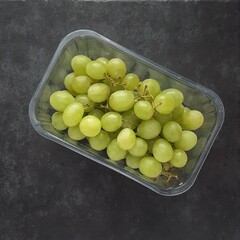 White grapes in plastic tray from above - 446606627