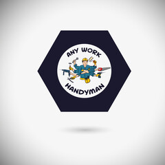 Tools in hand. jack of all trades. handyman logo. A builder who knows how to do everything. vector illustration