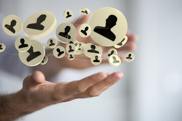 3d network in hand people